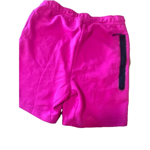 NWOT NIKE SIZE L MENS TECH Bright PINK SHORTS Zipper & Slash Pockets White Logo - Picture 5 of 11